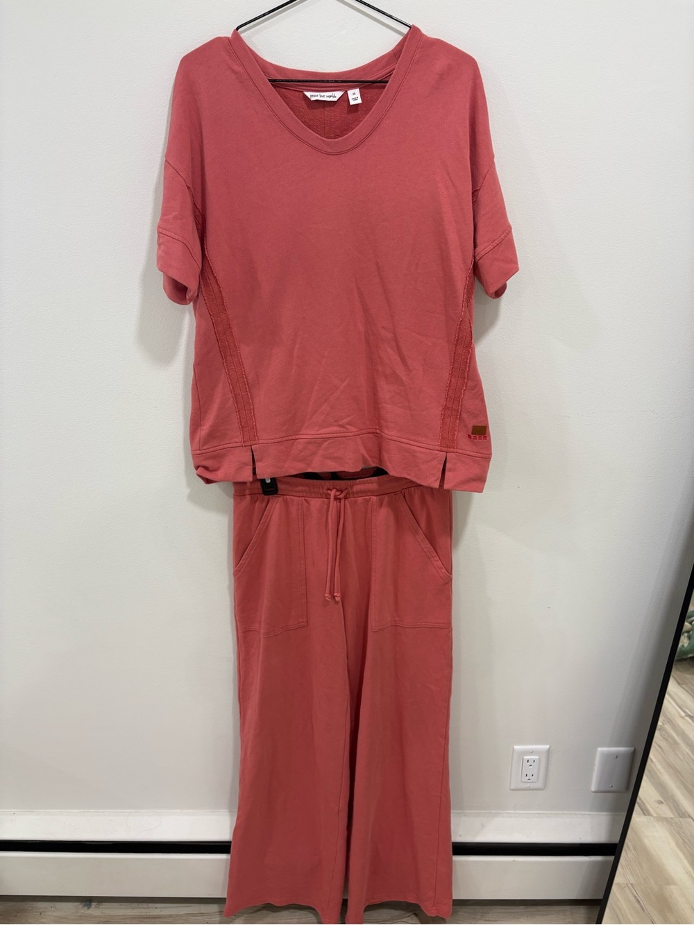 Peace Love World French Terry Pullover and Pant Set A692008 Faded Rose Pink